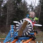 Ron Newberry / Whidbey News Group                                Wyatt Brazelton goes for a ride on his backyard roller coaster Wednesday, March 1, 2017 in Oak Harbor.