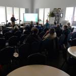 Justin Burnett/The Record &mdash; Freeland Water and Sewer District Commissioner Eric Hansen answers a question during an informational meeting about the district&rsquo;s sewer plan Monday.