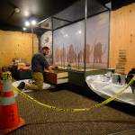 Justin Burnett/The Record &mdash; Rick Castellano, executive director of the Island County Historical Society&rsquo;s museum in Coupeville works on a new exhibit that focuses on the Ice Age and a prehistory of Island County.