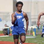 Evan Thompson / The Record &mdash; Falcon sophomore Matthew Simmons placed third in the 100-meter dash at a home meet on Thursday.