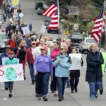 Evan Thompson / The Record &mdash; Between 400 and 500 demonstrators walked through Langley during a climate march on Saturday morning.