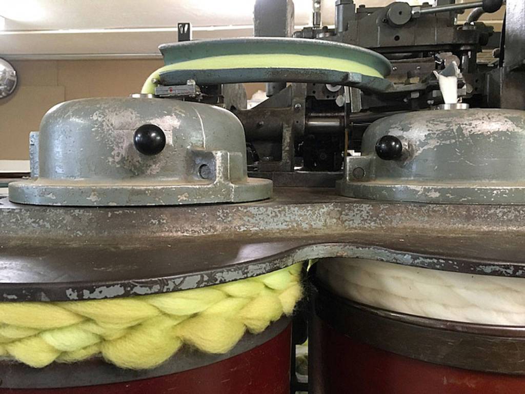 Contributed photo &mdash; The carding machine is Christiansen&rsquo;s oldest piece of equipment. The machine disentangles, cleans and intermixes fibers.