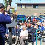Patricia Guthrie / Whidbey News Group &mdash; The National Day of Prayer celebration held May 4, 2017 in front of Island County Couty House was attended by more than 125 people. Ten churches were represented; ROTC presentation of the colors. Prayer over drum is Randy and Kathy Fagan. Playing guitar Pastor Cliff Horr; playing guitar and wearing glasses, Bobby O&rsquo;Neal; Blowing of the Shofar by Pastor Carl Smith; Roosevelt Rumble gives a prayer for the media and Pastor Fanny Dean gives the benediction.