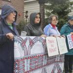 Evan Thompson / The Record &mdash; Advocates of the draft inclusive city ordinance marched up Second Street to city hall before Monday night&rsquo;s Langley City Council meeting.