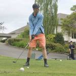 Evan Thompson / The Record &mdash; South Whidbey senior Anton Klein looks down hole one at Useless Bay Golf and Country Club during practice on Monday.