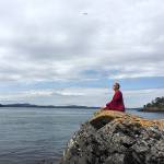 Kilung Foundation photo &mdash; Kilung Rinpoche, who lives and teaches on South Whidbey, meditates while overlooking Puget Sound. Rinpoche is a significant Tibetan Buddhist teacher and lineage holder.