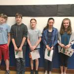 Contributed photo &mdash; Langley Middle School&rsquo;s seventh and eighth grade math olympiad competitors, from left to right: Magnus Nyberg, Trent Hogarth, Max Rodriguez, Kelly Murname, Natalie Rodriguez. Not Pictured: Aidan Donnelly, Aidan O&rsquo;Brien, Shelby Campbell, Katie Zundel, Clyde Monma (coach)