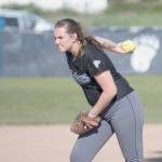 Paul Lien photo &mdash; Falcon junior pitcher Mackenzee Collins, the Cascade Conference defensive player of the year, winds up for a pitch during the Falcons&rsquo; 2-1 win over Mount Baker on May 20.