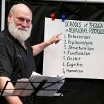 Contributed photo &mdash; Theater newcomer Clyde Bock plays Professor Gil Felty in &ldquo;Schools of Thought.&rdquo;