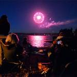 Record file                                 Spectators of the annual Celebrate America fireworks show found a good spot in 2015 in front on Nichols Brothers Boat Builders on Shoreview Drive. This year&rsquo;s show begins at 10:20 p.m. on July 3, but the entire event kicks off at 3 p.m.