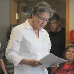 Evan Thompson / The Record &mdash; Langely resident Barbara Small, a member of LAND, argued against allowing up to 12 amplified music events in a year.