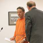 Jessie Stensland / Whidbey News Group &mdash; Arson suspect Blake Fountain appears in court Friday afternoon with attorney Craig Platt.