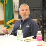 Evan Thompson / The Record &mdash; Dan Pooman, South Whidbey School District&rsquo;s assistant superintendent of business, discusses the 2017-18 school budget with the South Whidbey School Board at a workshop meeting on July 12.