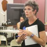 Evan Thompson / The Record                                Erin Simms, a parent, expressed concerns about the consolidation of Langley Middle School students at South Whidbey High School and other aspects about the middle school&rsquo;s closure at a South Whidbey School Board meeting on July 26.