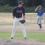 Evan Thompson / The Record &mdash; Whidbey Crabs pitcher Ethan Petty prepares to throw during the Crabs&rsquo; game against the Snohomish Stingrays on Sunday at South Whidbey High School&rsquo;s baseball field.