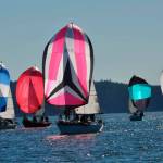 Steve Hucke photo                                Melissa Davies on Miss Mayhem (422), center, leads the way in one of the races this weekend. Ryan Forbes won the North American title for the second straight year.