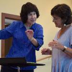 Kyle Jensen / The Record &mdash; &ldquo;Internationally acclaimed&rdquo; conductor and composer Diane Wittry gives Humphers Smith tips on how to refine her conducting technique.