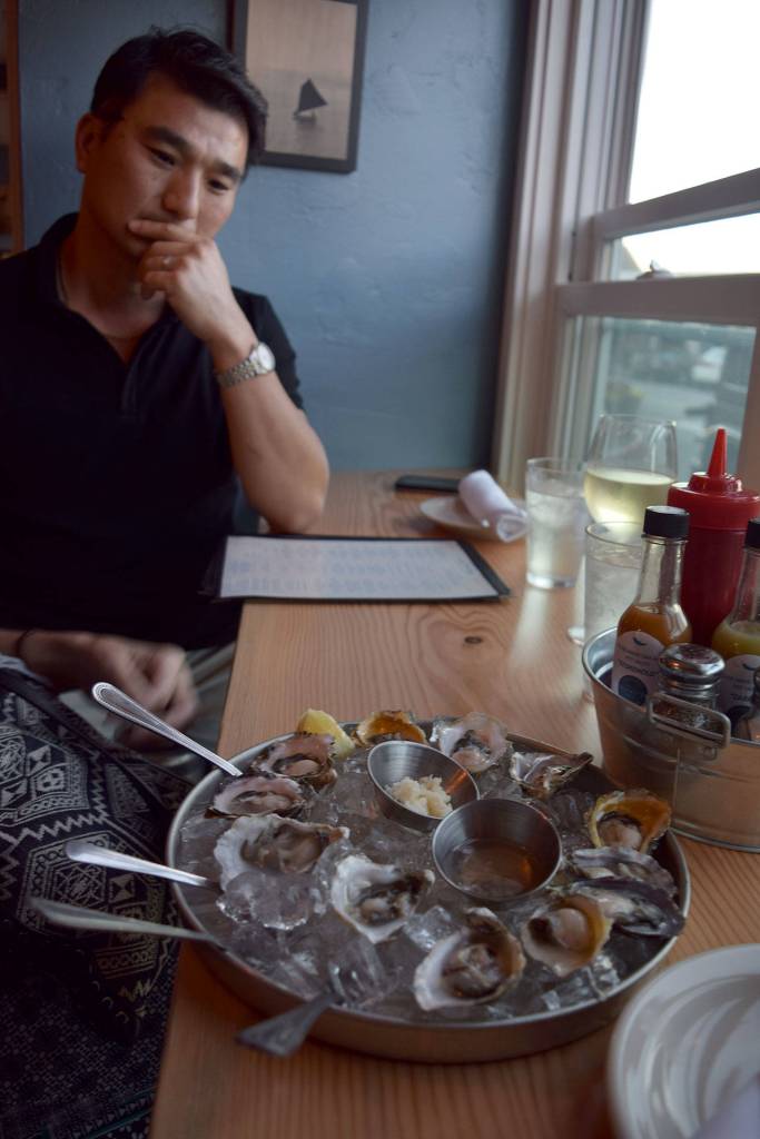Kyle Jensen / The Record &mdash; A selection of oysters from Puget Sound is served.