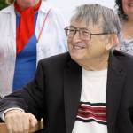 File photo                                Wallie Funk appears at a ceremony in Oak Harbor several years ago to acknowledge his gift of a sculpture to the city.                                 The former newspaper man died Aug. 12.                                File photo &mdash; Wallie Funk appears at a ceremony in Oak Harbor several years ago to acknowledge his gift of a sculpture to the city.