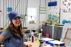 Leslie Stoner in her studio where she&rsquo;ll be explaining the encaustic creative process during this weekend&rsquo;s Whidbey Working Artists tour. It showcases 61 artists in 44 locations from Oak Harbor to Clinton.                                Photos by Patricia Guthrie/Whidbey News-Times