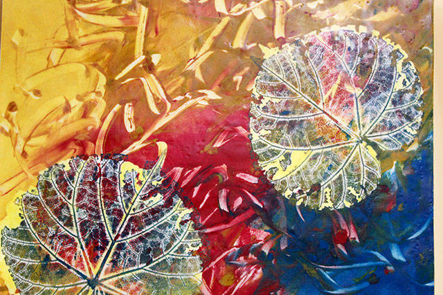 Wax brings out the colored leafs in this detail of Patty Picco&rsquo;s work.