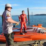 Jill Andrews photo                                Steve Huff returns to the pits after running a heat in Hydros for Heroes.