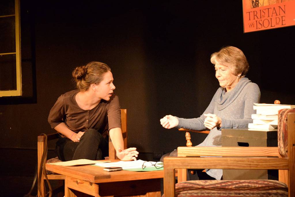 Kyle Jensen / The Record &mdash; Sommer Harris (left) and Gretchen d&rsquo;Armand (right) discuss Jake&rsquo;s private school application process. Harris plays Jake&rsquo;s mother, Alex, and d&rsquo;Armand plays a social worker assigned to Jake&rsquo;s case.