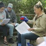 Evan Thompson / The Record &mdash; Amy McInerney, an environmental educator for the Whidbey Watershed Stewards, practices a storytelling session with about 10 volunteers during a training session on Sept. 16.