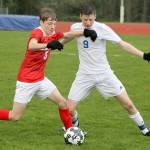 Record file                                 South Whidbey&rsquo;s Ari Rohan battles for possession during a match against King&rsquo;s in April 2017. King&rsquo;s and Cedar Park Christian have applied to transfer from the Cascade Conference to the Emerald City League.