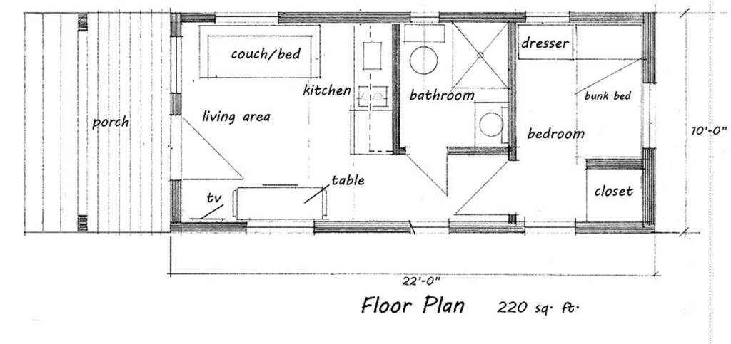 Contributed image &mdash; Each tiny house would include a bedroom, kitchen, living room and a front porch.