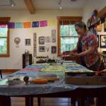 Kyle Jensen / The Record &mdash; Well known South Whidbey artist KeKe Cribbs decorates Front Room Gallery for the Day of the Dead exhibit.