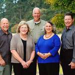 Michael Stadler photo  The Whidbey Community Foundation board features prominent philanthropists and current and former elected officials. Bottom, left to right: Board president Steve Shapiro, former Coupeville mayor Nancy Conard, former Coupeville finance director Robin Hertlein and Oak Harbor mayor Bob Severns. North Whidbey philanthropist George Saul is picture top. County commissioner Helen Price Johnson also serves on the board.