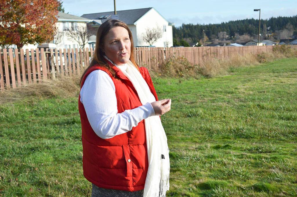 County Commissioner Jill Johnson discusses plans for a behavioral health crisis center and affordable housing complex on a piece of land in Oak Harbor. The county recently began the process of purchasing the land and are working to secure funding for construction. Photo by Laura Guido/Whidbey News-Times