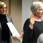 Evan Thompson / The Record  Newly elected Langley City Council members, Christy Korrow (left) and Dominique Emerson (right), were sworn into office at Monday nights council meeting at city hall.