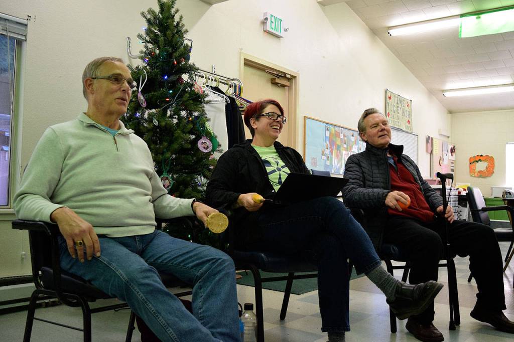 Kyle Jensen / The Record  The group sings Rhinestone Cowboy on Tuesday afternoon. From left to right: Martin, Watson and Raabe.