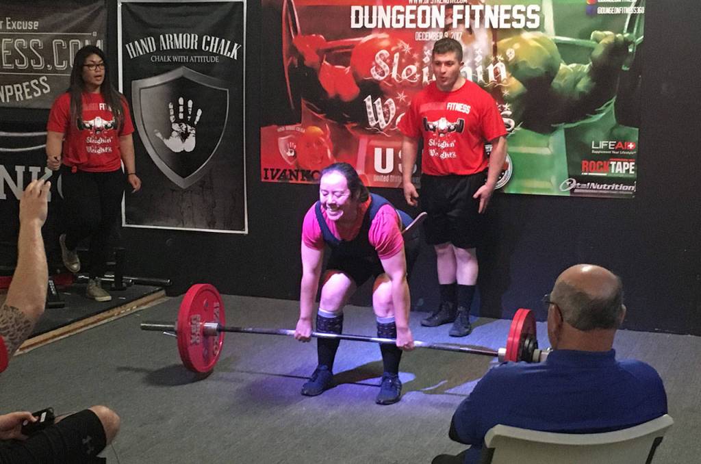 Sherry Phay qualifies for the national meet with the help of this effort in the deadlift. (Submitted photo)