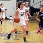 Evan Thompson / The Record  South Whidbey senior Ally Lynch dribbles down the court during a 41-23 victory over Sultan on Jan. 12.