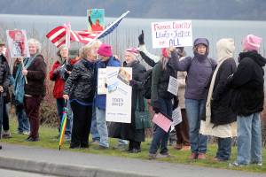 Political demonstration draws hundreds