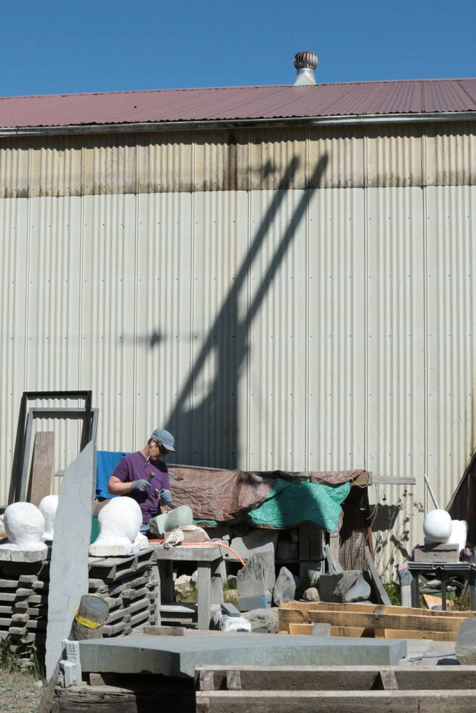 Outdoors is the studio space for some, such as sculptor Sue Taves. Photo provided by Wodjenski Creative