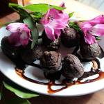 Bayviews Whidbey Doughnuts joins the wine tour this year with doughnut holes made from dark chocolate cake mix, sugar glaze, caramel sea salt sprinkle. They will be served at their neighbors, Blooms Winery. Photo by Patricia Guthrie