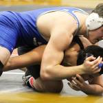 Evan Thompson / The Record                                Falcon junior Clay OBrien, a first-year wrestler, advanced to the Mat Classic at 182 pounds.