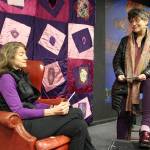 Elise Miller (left) and Susanne Tefts practice lines for The Vagina Monologues. Two performances Sunday in Langley benefit the Coalition Against Domestic Violence. Photo by Patricia Guthrie/Whidbey News-Times
