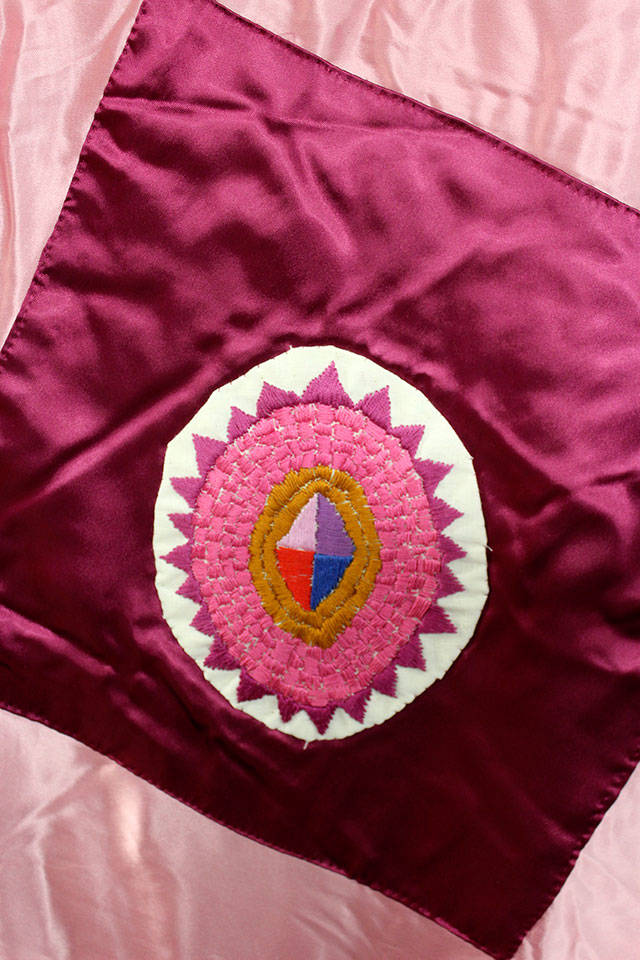 One of 16 quilt panels showing Diane Leganzas artistic vision of female anatomy.