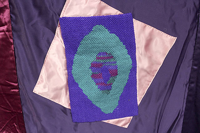One of 16 quilt panels showing Diane Leganzas artistic vision of vaginas.                                One of 16 quilt panels showing Diane Leganzas artistic vision of vaginas.