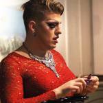 Vivienne Duchanne works on getting her nails just right before deciding on which wig to don. In one act, she switches wigs six times. Photo by Laura Guido/Whidbey News-Times