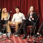 South Whidbey High School student Grace Callahan speaks during a lighter moment at Thursdays public forum on school safety. Also on the panel, left to right, Langley Police Chief David Marks, School Superidendent Jo Moccia, Annika Hustad, Aryeh Rohde, youth leader of the South Whidbey Libertarians and Jessica Johnson, president of the schools Social Justice Club. Photos By Patricia Guthrie/Whidbey News-Group