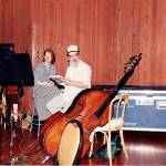 Photo courtesy of Margaret Storer                                Buell Neidlinger and his wife, Margaret Storer, are pictured on the Warner Brothers sound stage in 1993.