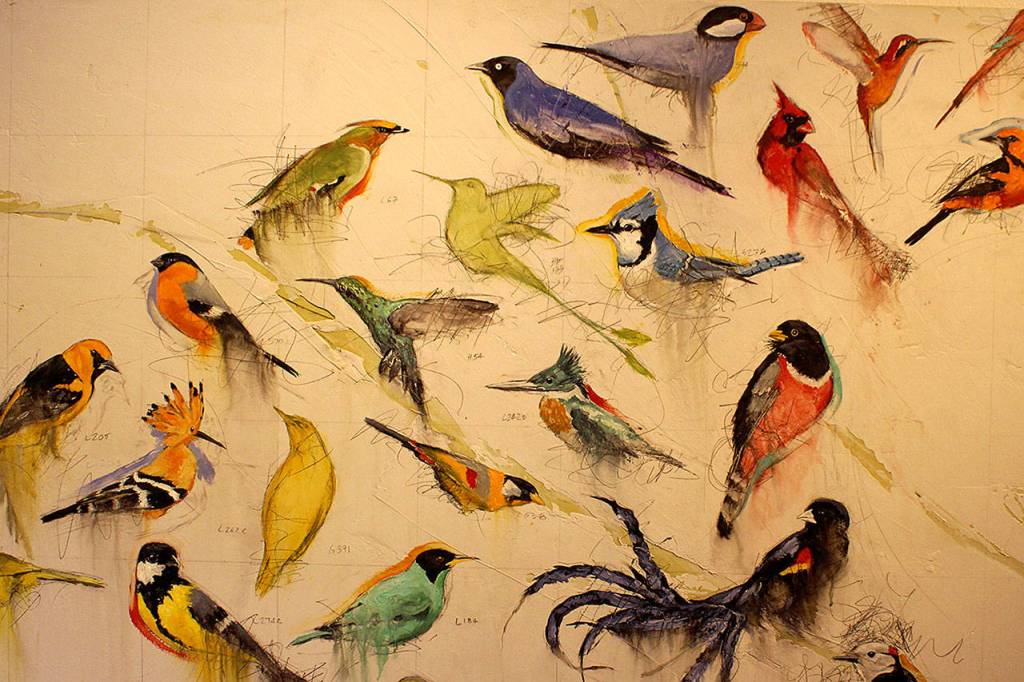 On display at Museo is one of Michael Dickters oil and pencil paintings on panel, The Thought of Flying.