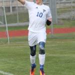 Graham Colar celebrates his goal against Kings Friday. (Photo by Jim Waller/Whidbey News Group)