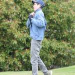 Soren Bratrude sizes up his opening drive Monday. (Photo by Jim Waller/Whidbey News Group)